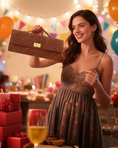 Woven Suede Clutch Purse for Women – Crossbody or Shoulder Evening Bag for Weddings, Parties, Date Nights & Formal Events in Kuwait