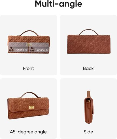 Woven Suede Clutch Purse for Women – Crossbody or Shoulder Evening Bag for Weddings, Parties, Date Nights & Formal Events in Kuwait