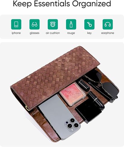 Woven Suede Clutch Purse for Women – Crossbody or Shoulder Evening Bag for Weddings, Parties, Date Nights & Formal Events in Kuwait