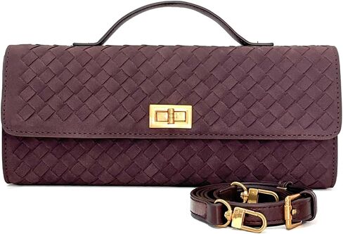 Woven Suede Clutch Purse for Women – Crossbody or Shoulder Evening Bag for Weddings, Parties, Date Nights & Formal Events in Kuwait