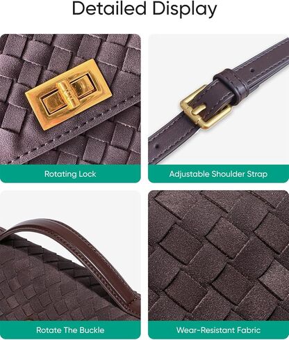 Woven Suede Clutch Purse for Women – Crossbody or Shoulder Evening Bag for Weddings, Parties, Date Nights & Formal Events in Kuwait