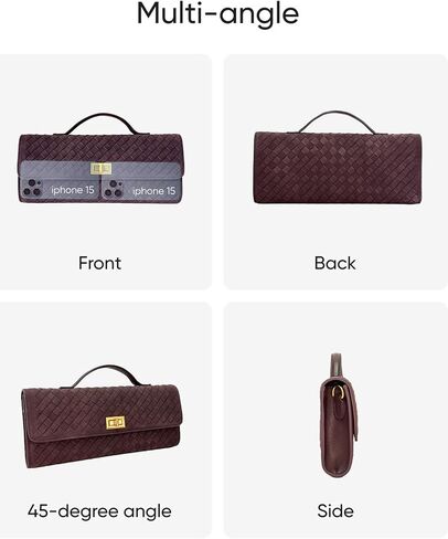 Woven Suede Clutch Purse for Women – Crossbody or Shoulder Evening Bag for Weddings, Parties, Date Nights & Formal Events in Kuwait