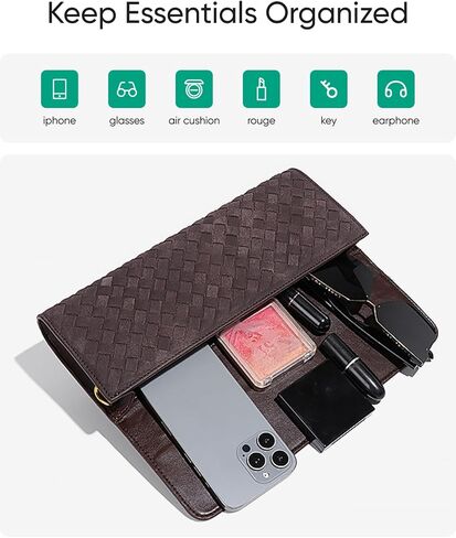 Woven Suede Clutch Purse for Women – Crossbody or Shoulder Evening Bag for Weddings, Parties, Date Nights & Formal Events in Kuwait