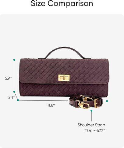 Woven Suede Clutch Purse for Women – Crossbody or Shoulder Evening Bag for Weddings, Parties, Date Nights & Formal Events in Kuwait