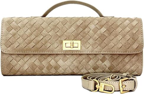 Woven Suede Clutch Purse for Women – Crossbody or Shoulder Evening Bag for Weddings, Parties, Date Nights & Formal Events in Kuwait