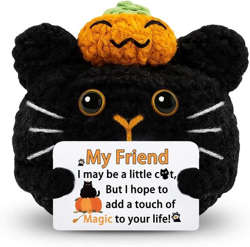 Funny Black Cat for Adults Friend Women Boss Coworkers Bestie Funny Gift for Him Her Halloween Boo Basket Stuffers Emotional Crochet Support Pumpkin Hart Black Cat in Saudi Arabia