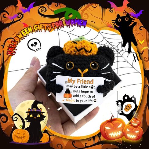 Funny Black Cat for Adults Friend Women Boss Coworkers Bestie Funny Gift for Him Her Halloween Boo Basket Stuffers Emotional Crochet Support Pumpkin Hart Black Cat in Saudi Arabia