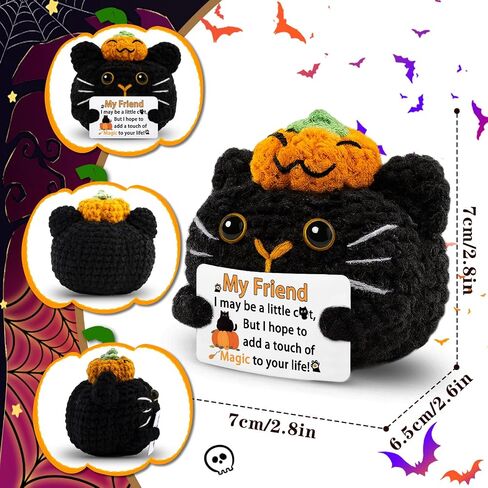 Funny Black Cat for Adults Friend Women Boss Coworkers Bestie Funny Gift for Him Her Halloween Boo Basket Stuffers Emotional Crochet Support Pumpkin Hart Black Cat in Saudi Arabia