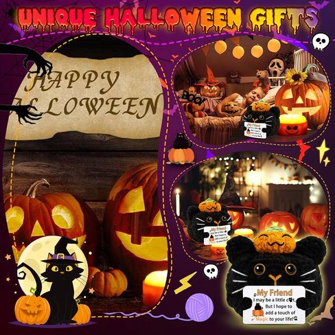 Funny Black Cat for Adults Friend Women Boss Coworkers Bestie Funny Gift for Him Her Halloween Boo Basket Stuffers Emotional Crochet Support Pumpkin Hart Black Cat in Saudi Arabia