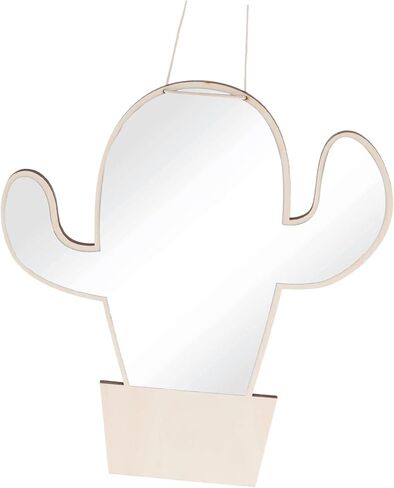 VICASKY Cactus Shape Boys and Girls Mirror Shatterproof Wooden Decorative Wall Accent for Nursery Boy Girl's Room Easy to Install Safe Design Khaki in Saudi Arabia