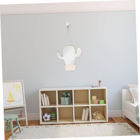 VICASKY Cactus Shape Boys and Girls Mirror Shatterproof Wooden Decorative Wall Accent for Nursery Boy Girl's Room Easy to Install Safe Design Khaki in Saudi Arabia