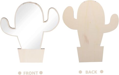 VICASKY Cactus Shape Boys and Girls Mirror Shatterproof Wooden Decorative Wall Accent for Nursery Boy Girl's Room Easy to Install Safe Design Khaki in Saudi Arabia