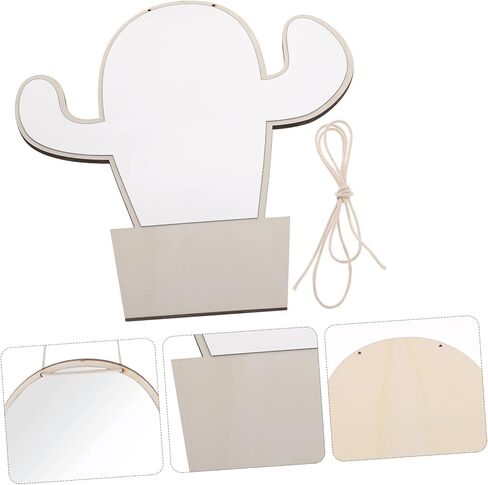 VICASKY Cactus Shape Boys and Girls Mirror Shatterproof Wooden Decorative Wall Accent for Nursery Boy Girl's Room Easy to Install Safe Design Khaki in Saudi Arabia