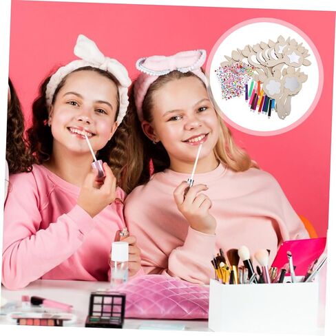 DOITOOL 1set Handheld Mirror Craft for Boys and Girls Unfinished Mirrors Gems and Mini Markers for Painting and Creative Fun for Birthdays and Holidays in Saudi Arabia