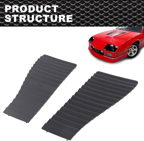 Satin Black Finish Hood Louver Ornament Set Compatible With Chevy Camaro Z28 & IROC 1985-1990 Left and Right Hood Louver Inserts 748557 in Saudi Arabia