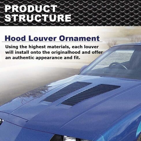 Satin Black Finish Hood Louver Ornament Set Compatible With Chevy Camaro Z28 & IROC 1985-1990 Left and Right Hood Louver Inserts 748557 in Saudi Arabia