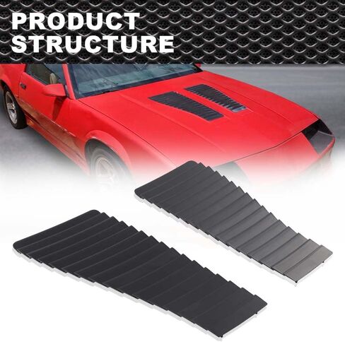 Satin Black Finish Hood Louver Ornament Set Compatible With Chevy Camaro Z28 & IROC 1985-1990 Left and Right Hood Louver Inserts 748557 in Saudi Arabia