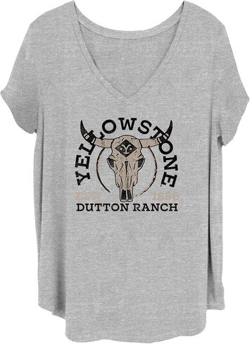 Yellowstone Women's Size Dutton Ranch Junior's Plus V-Neck Tee Shirt in Kuwait