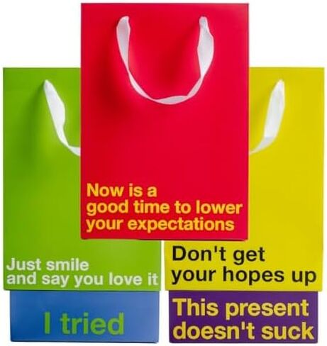 MilkToast Brands Funny Snarky Colored Gift Bag Set, 5 Pieces, Inappropriate Snarky Birthday Gift Wrapping in Kuwait