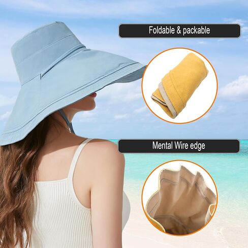 Women Bohemian Reversible Sun Hat Wide Brim Fishing Hats in Saudi Arabia