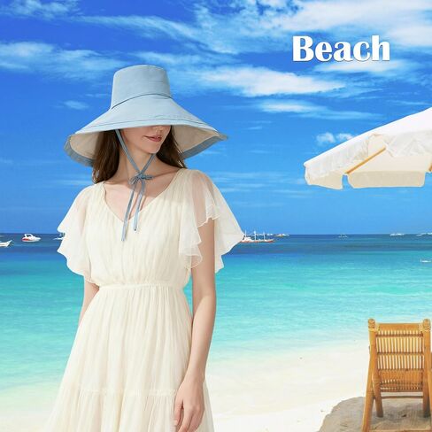Women Bohemian Reversible Sun Hat Wide Brim Fishing Hats in Saudi Arabia