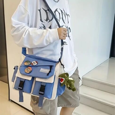 Casual Nylon Crossbody Bag Large Capacity Messenger Bag Shoulder Bag Aesthetic Tote Bag in Saudi Arabia