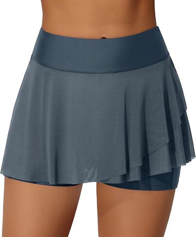 Women Swim Skirt High Waisted Swim Bottom Swimsuit Shorts Board Shorts with Pockets in Saudi Arabia