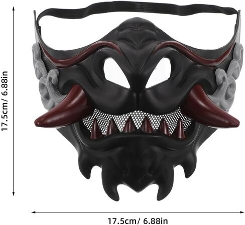 قناع وجه ساموراي للحفلات التنكرية، قناع ياباني قابل لإعادة الاستخدام للحفلات والمهرجانات وتصميم فريد من نوعه من أجل الراحة in Kuwait
