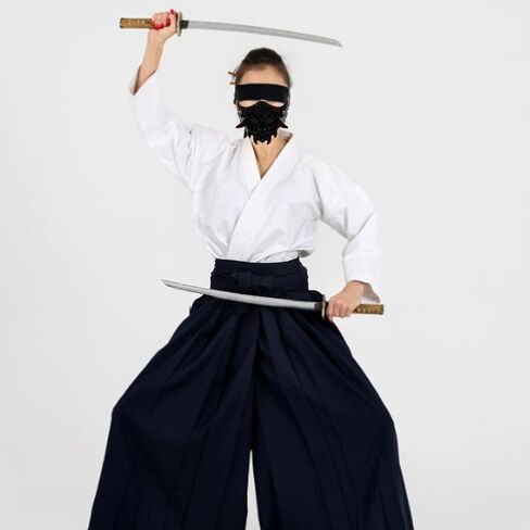 قناع وجه ساموراي للحفلات التنكرية، قناع ياباني قابل لإعادة الاستخدام للحفلات والمهرجانات وتصميم فريد من نوعه من أجل الراحة in Kuwait