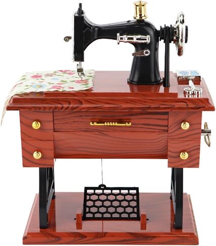 Sewing-Machine-Music-Box-Vintage-Hand-Cranked-Mechanism Mini Musical Retro Classical Table Desk Decoration with Greeting Card Classic mechanical hand cranked music box in Saudi Arabia