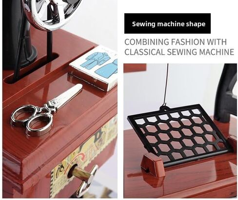 Sewing-Machine-Music-Box-Vintage-Hand-Cranked-Mechanism Mini Musical Retro Classical Table Desk Decoration with Greeting Card Classic mechanical hand cranked music box in Saudi Arabia