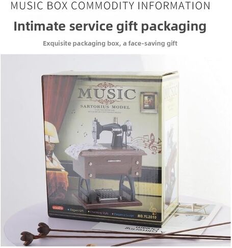 Sewing-Machine-Music-Box-Vintage-Hand-Cranked-Mechanism Mini Musical Retro Classical Table Desk Decoration with Greeting Card Classic mechanical hand cranked music box in Saudi Arabia