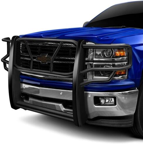 واقي الشبكة مع واقي الفرشاة يناسب شيفروليه سيلفرادو 1500 2014-2018 مسحوق أسود مطلي بالفولاذ قطعة واحدة واقي شبكي عالي التحمل مع خطافات سحب TrailFX E0512B in Saudi Arabia