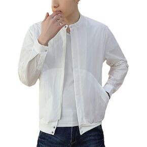ERFMFKL Men's Solid Color Zipper Jacket Men's Ultralight Quick Dry Casual Windbreaker Jacket in Saudi Arabia