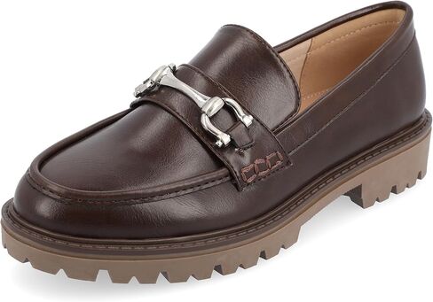 Journee Womens Jessamey Flat Loafer تفاصيل الأجزاء الصلبة 4 مم نظام مريح نعل داخلي من الجلد الصناعي in Kuwait