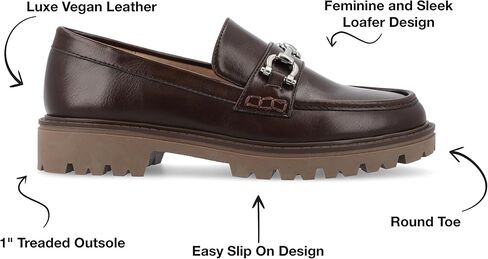 Journee Womens Jessamey Flat Loafer تفاصيل الأجزاء الصلبة 4 مم نظام مريح نعل داخلي من الجلد الصناعي in Kuwait