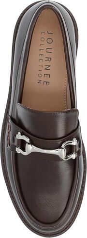Journee Womens Jessamey Flat Loafer تفاصيل الأجزاء الصلبة 4 مم نظام مريح نعل داخلي من الجلد الصناعي in Kuwait