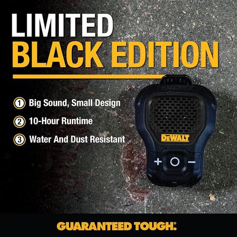DEWALT Wearable Bluetooth Speaker (Updated Version), Clip-On Wireless Jobsite Pro Water-Resistant Portable Speaker (Non-Magnetic), Built-in Mic for Hands-Free Music/Calls, Bluetooth Speaker in Kuwait