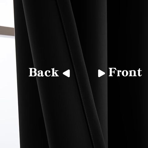 ستائر سوداء بطول 96 بوصة لغرفة النوم، ستائر سوداء معزولة حراريًا مكونة من لوحتين، ستائر طويلة لنوافذ غرفة المعيشة ذات حلقات معدنية صلبة، عرض 52 × طول 96 in Kuwait