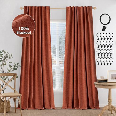 MIULEE 100% Blackout Curtains 90 inches Long Linen Curtains & Drapes for Bedroom Back Tab Living Room Darkening Full Black Out Window Curtain Panels Rod Pocket, Beige, 2 Panels Set in Saudi Arabia