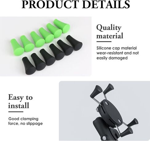 12 Pcs Rubber Cap Silicone Tips Replacement Parts Piece, Compatible with RAM Durable Motorcycle Accessory for Secure Device Grip on Bike and Automotive Mount Specially, 6 Black 6 Green in Kuwait