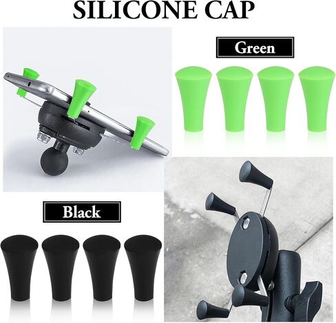 12 Pcs Rubber Cap Silicone Tips Replacement Parts Piece, Compatible with RAM Durable Motorcycle Accessory for Secure Device Grip on Bike and Automotive Mount Specially, 6 Black 6 Green in Kuwait