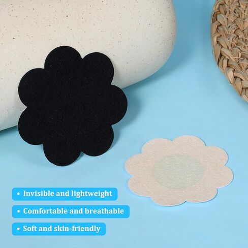 100 Pcs Disposable Nipple Covers, Invisible Pasties Breast Covers Petals No Show Self-Adhesive Bra for Women Black in Kuwait