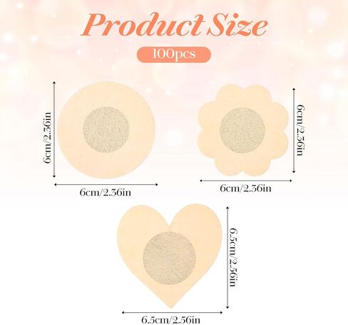 100 Pieces Pasties Nipple Covers for Women Disposable Nipple Covers Invisible Breast Petals for Dress Seamless Comfort Beige in Kuwait