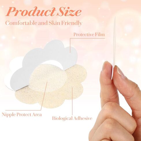 100 Pieces Pasties Nipple Covers for Women Disposable Nipple Covers Invisible Breast Petals for Dress Seamless Comfort Beige in Kuwait