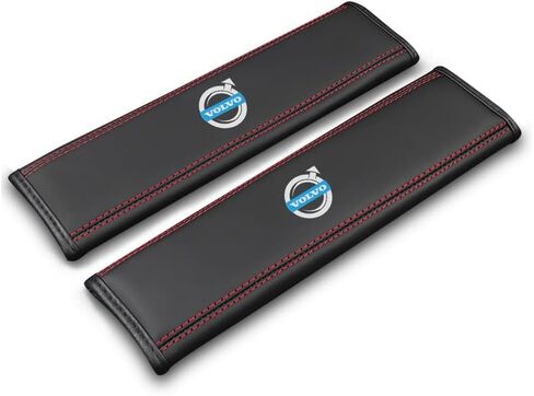 2 Pcs for Volvo XC60 S90 S60L XC90 S80L Car Belt Pad Leather Seat Belt Cover Shoulder Protector Emblem Shoulder Pad Protective Covers Interior Decorate Accessories in Saudi Arabia