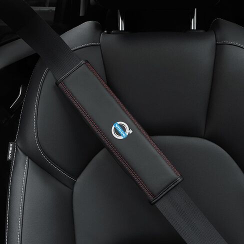 2 Pcs for Volvo XC60 S90 S60L XC90 S80L Car Belt Pad Leather Seat Belt Cover Shoulder Protector Emblem Shoulder Pad Protective Covers Interior Decorate Accessories in Saudi Arabia