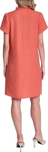 DKNY Women's Front Tie Ruffle Neckline Trapeze Dress in Saudi Arabia