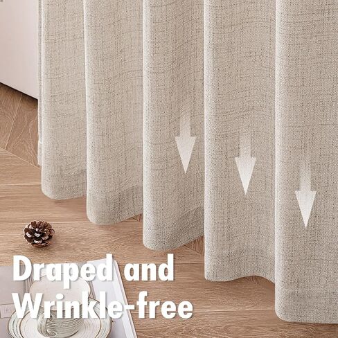 MIULEE Faux Linen Curtains 84 Inch Length 2 Panels Natural Semi Sheer Curtain with Back Tab Rod Pocket, Light Filtering Window Privacy Burlap Drapes for Living Room Bedroom 42W x 84L Linen in Saudi Arabia