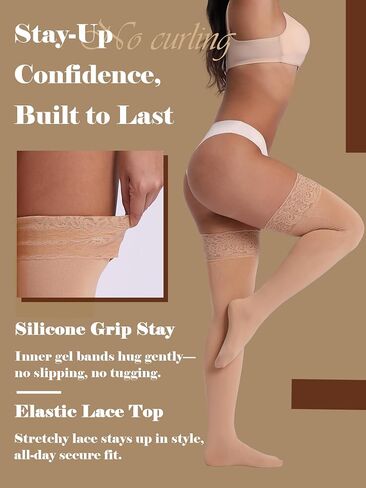 Fleece Lined Thigh High Stockings, Stay Up Opaque Winter Thermal Tights for Women Multiple Colors in Saudi Arabia
